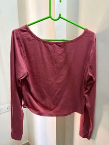 Women's Long Sleeve Twist Front Crop Top