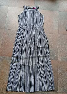 Halter neck black Amd White Stripe Dress