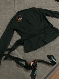 Fully Embroidered Wrap Top