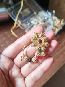 Elegant Gold AD Stone Nath -Toned Ethnic nose ring