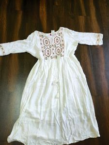 White Embroidered Peasant Dress