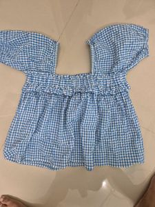 Blue Gingham Ruffle Dress