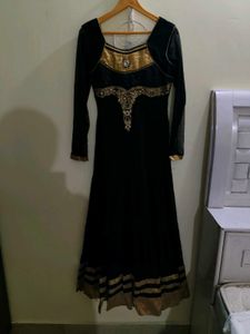 Elegant Black &amp; Gold Stone work Gown