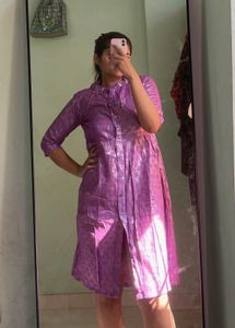 Purple Metallic Midi Dress
