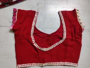 Floral Chiffon Saree with Red Blouse