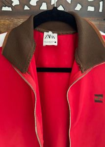 Like New Zara Red Track Bomber Jacket