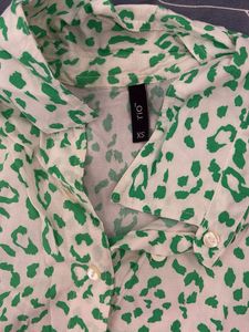 Green Animal Print Blouse