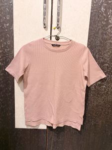 Rust Pink Ribbed T-Shirt