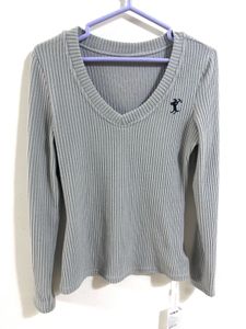 Y2K Ribbed V-Neck Long Sleeve Top