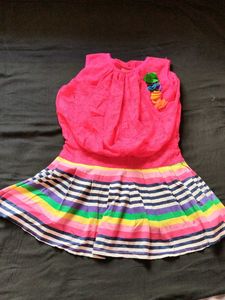 Bright Pink &amp; Rainbow Striped Dress