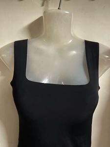 Sleek Black Square Neck Tank Top