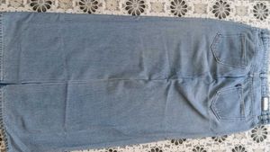 DENIM BODYCON HIGH WAIST LONG SLIT SKIRT