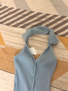 Light Blue Ribbed Halter Dress