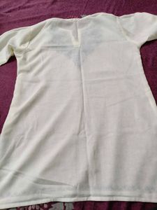 White Embroidered  short Kurti