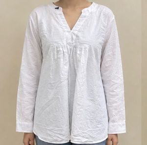 Women's White Long Sleeve Top
