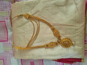 Elegant Cream &amp; Red Saree with Free Necklace