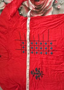 Red Kurta with Blue Printed palazzo