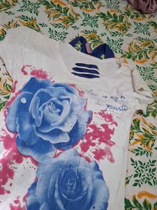White Rose Print T-Shirt