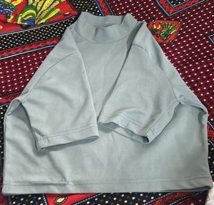 Light Blue Mock Neck Top
