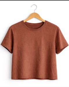 Basic Brown Cropped T-Shirt