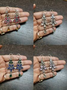 Elegant Floral Drop semi-precious stone earrings.