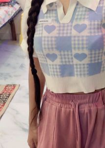 Cute Heart Pattern Crop Top