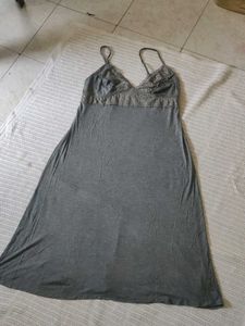 M&amp;S Gray Lace Trim Cami Nightgown