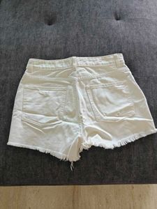 White Distressed Denim Shorts