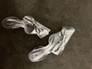 ZARA Silver Bow Heels