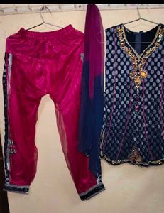 pure georgette kurti and net patiala suit with dup