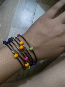 Colorful Beaded Spiral Bangles with earrings