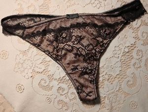 Elegant Black Lace Thong Panty