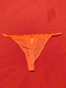 Entice by George Orange Lace Thong Panty