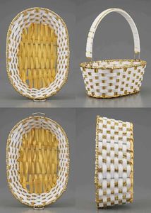 Elegant White and Gold Woven Basket