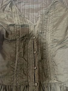 Olive Green Ruffle Blouse