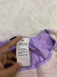 Lavender &amp; Cream Dual-Tone Embroidered  Dress