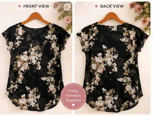 MIDNIGHT BLOOM CHIFFON TOP