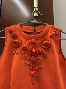 Vibrant Orange Embellished Dress