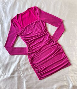 Urbanic Pink Mesh Bodycon Mini Dress