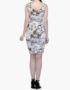 Abstract Print Sleeveless Sheath Dress