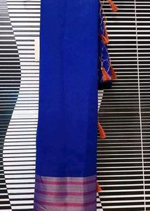 Elegant Royal Blue Saree with Tassels