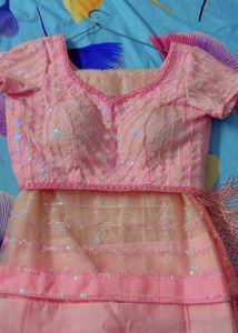 🔥SALE🔥Elegant Pink Sequin Saree with padded
