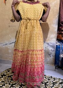 Yellow & Pink Tiered Maxi Dress💛🩷