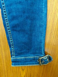 Mid waist Blue Denim Jeans Ankle crop