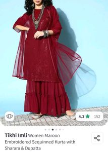 Maroon Embroidered Kurta Set