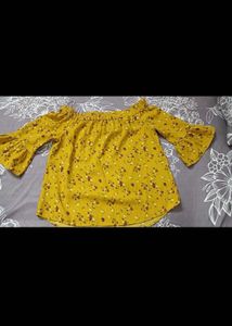 Yellow Floral Off-Shoulder Top