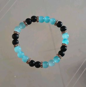 Blue Heishi Beaded Bracelet with Heart Charm