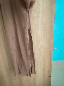 Ribbed Knit Maxi Dress with High Slit