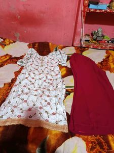 combo pack 2 Elegant White Kurta Set with Pink sal