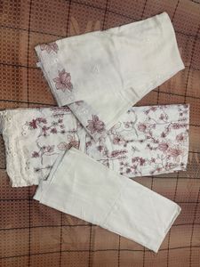 Elegant White Floral Pakistani Suit dress piece
